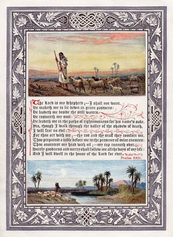 An image of Psalm 23 (KJV), frontispiece to the 1880 omnibus printing of The Sunday at Home